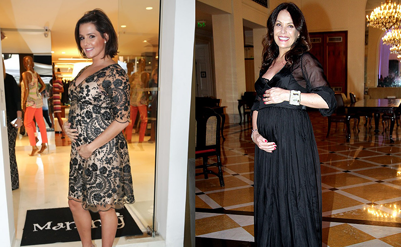 Deborah Secco e Carolina Ferraz esperaram os pequenos Maria Flor e Isabel com muito estilo