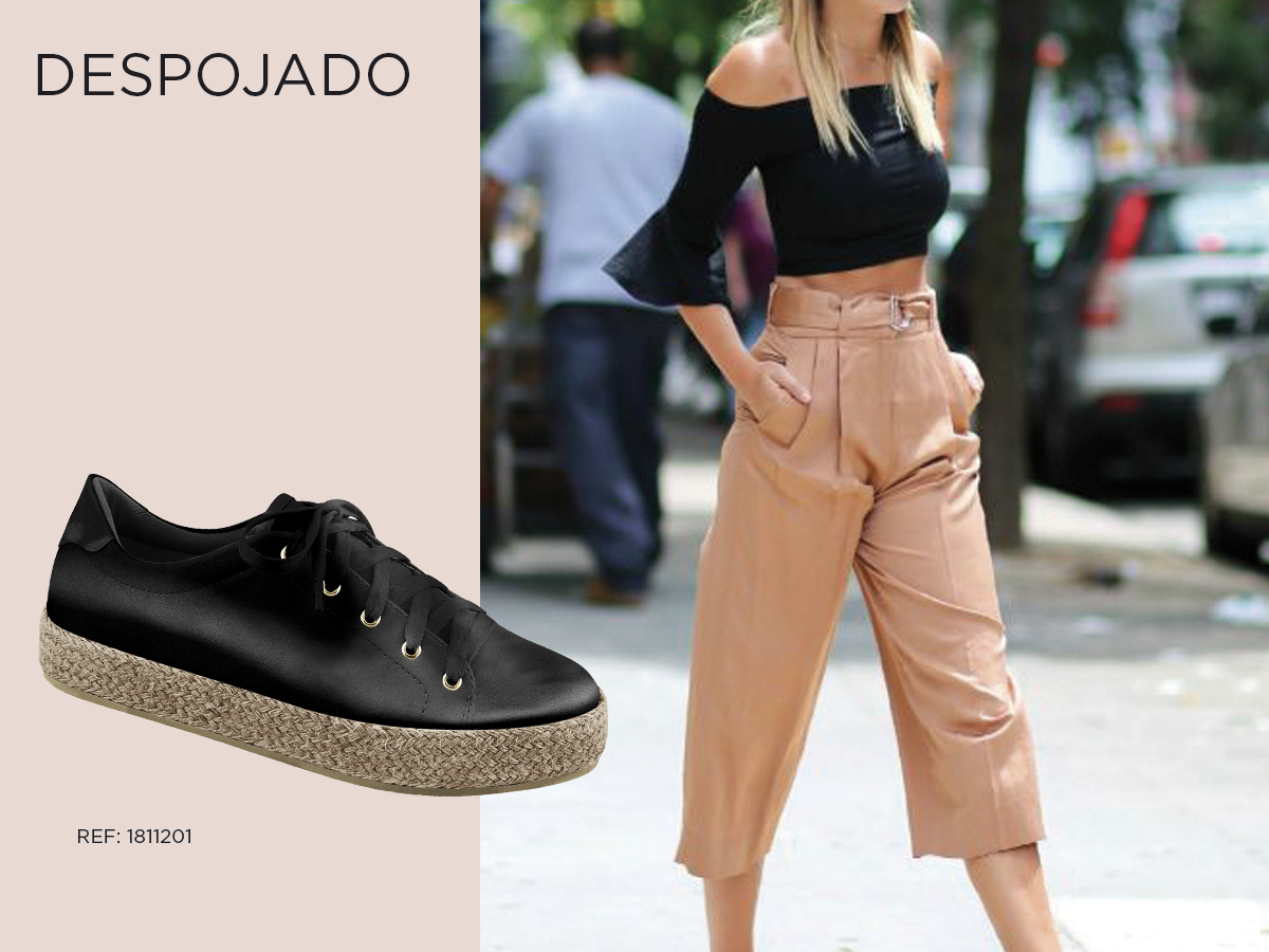 look despojado qual sapato usar tenis preto street style calca pantacourt cropped preto